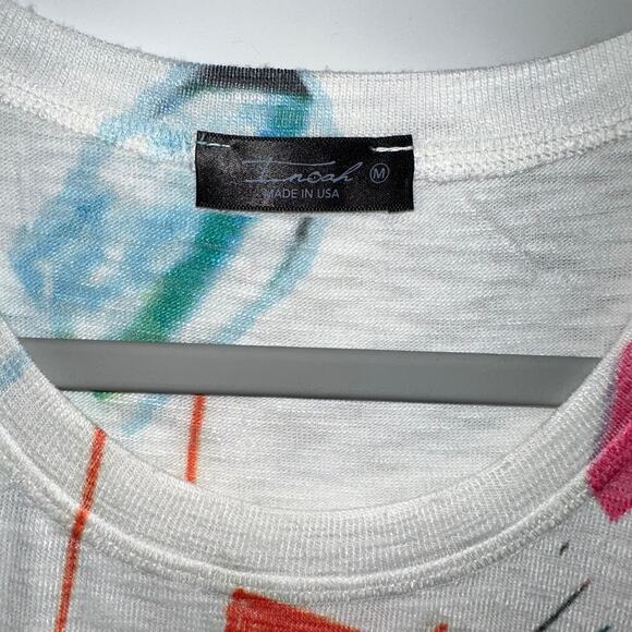 INOAH White With Vibrant Multicolor Abstract Print Top Medium - Picture 3 of 4